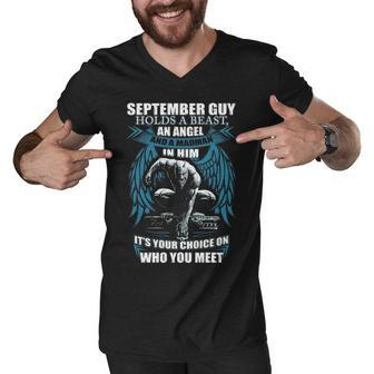 September Guy Birthday September Guy Madman Men V-Neck Tshirt - Seseable