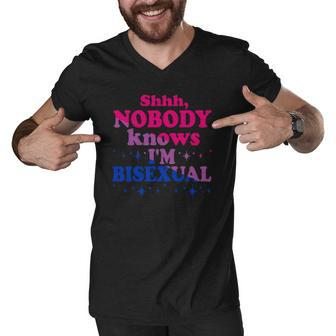 Shhh Nobody Knows Im Bisexual Lgbt Pride Men V-Neck Tshirt | Mazezy