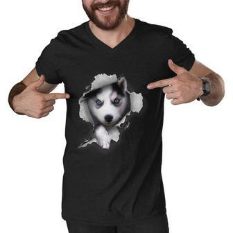 Siberian Husky Tshirt Husky Dog Tshirt Husky Lover Men V-Neck Tshirt - Monsterry DE