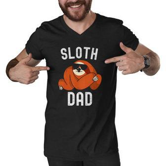 Sloth Dad Fathers Day Men Sloth Daddy Funny Sloth Lover Lazy Men V-Neck Tshirt | Mazezy