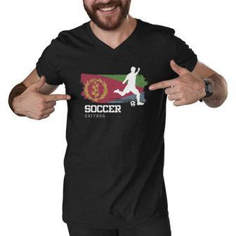 Soccer Eritrea Flag Football Team Soccer Player Men V-Neck Tshirt | Mazezy