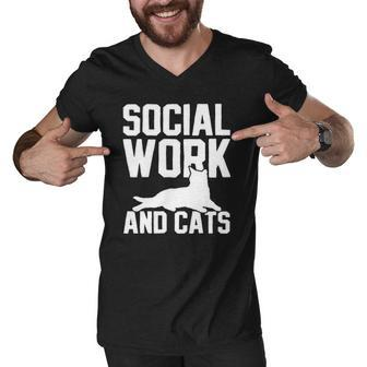 Social Worker Social Work Cat Funny Gift Men V-Neck Tshirt | Mazezy