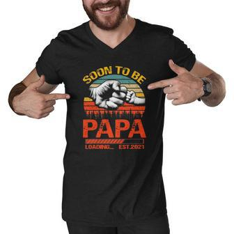 Soon To Be Papa Est 2022 New Papa Vintage Men V-Neck Tshirt | Mazezy