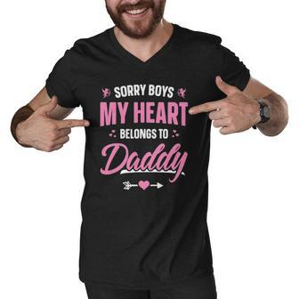 Sorry Boys My Heart Belongs To Daddy Girls Valentine Men V-Neck Tshirt | Mazezy