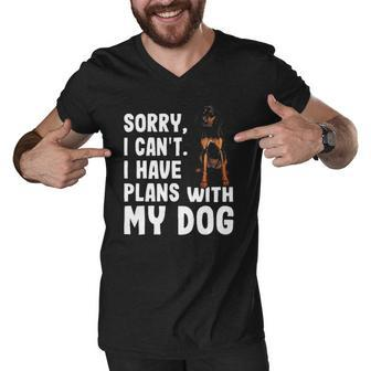 Sorry I Cant I Have Plans With My Black Tan Coonhound Dog Men V-Neck Tshirt | Mazezy