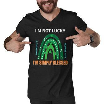 St Patrick Day Im Not Lucky Im Blessed Faith Christian Men V-Neck Tshirt - Seseable