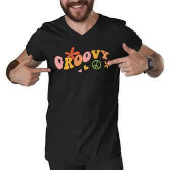 Stay Groovy Hippie V3 Men V-Neck Tshirt - Seseable