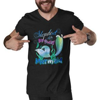 Stepdad Of The Birthday Mermaid Matching Family Men V-Neck Tshirt - Seseable