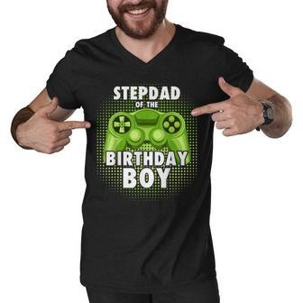 Stepdad Of The Gamer Boy Matching Video Game Birthday Men V-Neck Tshirt - Seseable