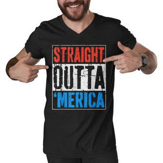Straight Outta Merica 4Th Of July Men V-Neck Tshirt - Seseable