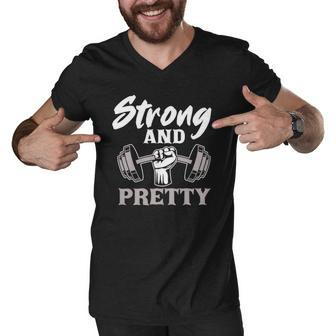 Strong And Pretty Gym Fitness Sport Bodybuilding Men V-Neck Tshirt | Mazezy