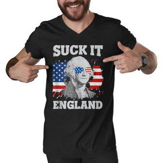 Suck It England Funny 4Th Of July George Washington 1776 Men V-Neck Tshirt - Seseable