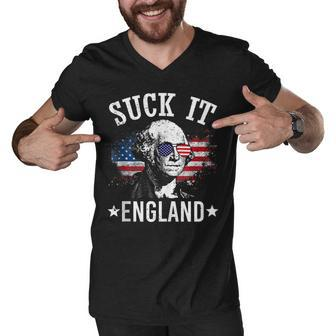 Suck It England Funny 4Th Of July George Washington Men V-Neck Tshirt - Seseable