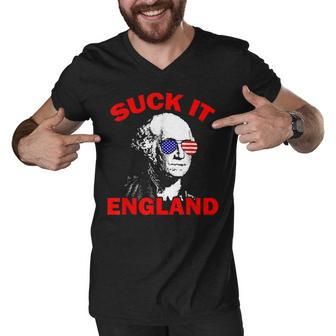 Suck It England Funny 4Th Of July Patriotic Men V-Neck Tshirt - Seseable