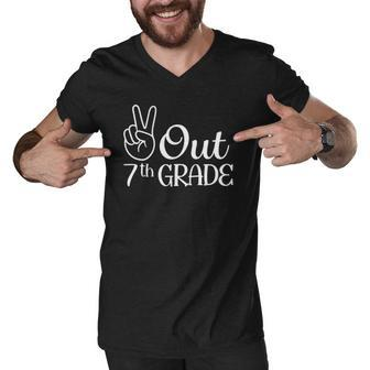 Summer Last Day Of School Graduation Peace Out 7Th Grade Men V-Neck Tshirt | Mazezy