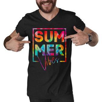 Summer Vibes Tie Dye Hello Summer Vacation Men V-Neck Tshirt | Favorety