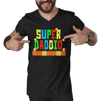 Super-Daddio Funny Dad Daddy Father Video Game Lovers Men V-Neck Tshirt - Monsterry DE