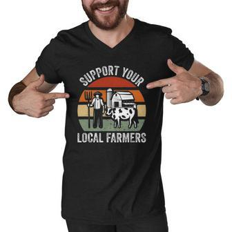 Support Your Local Farmers Farming Men V-Neck Tshirt | Mazezy