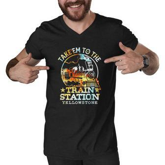 Take ’Em To The Train Station Yellowstone Men V-Neck Tshirt | Mazezy