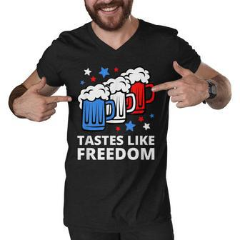 Tastes Like Freedom Funny 4Th Of July Beer Quote Men V-Neck Tshirt - Seseable