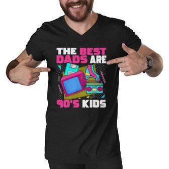 The Best Dads Are 90S Kids 90S Aesthetic Dad Nostalgia Men V-Neck Tshirt | Mazezy