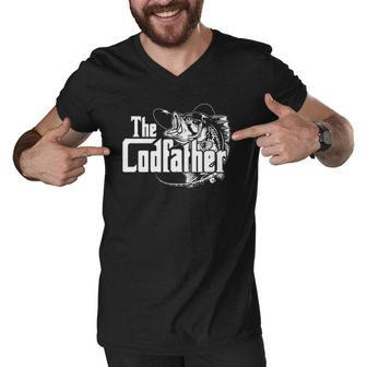 The Codfather Cod Fish Catcher Fishing Daddy Dad Father Papa Men V-Neck Tshirt | Mazezy