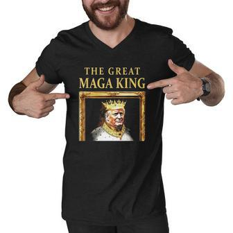 The Great Maga King Trump Portrait Ultra Maga King Men V-Neck Tshirt | Mazezy