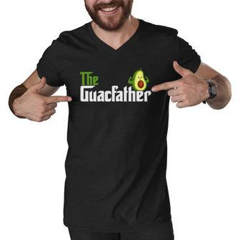 The Guacfather Happy Fathers Day Avocado Lover Vegan Men V-Neck Tshirt | Mazezy