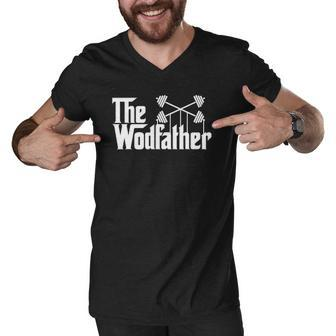 The Wodfather Funny Workout Gym Saying Gift Men V-Neck Tshirt | Mazezy