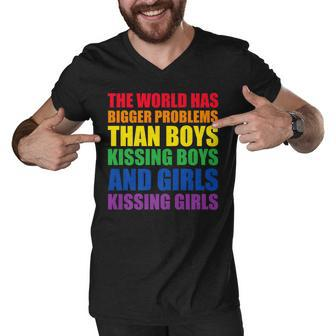 The World Has Bigger Problems Lgbt-Q Pride Gay Proud Ally Men V-Neck Tshirt - Seseable