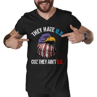 They Hate Us Cuz They Aint Us Bald Eagle Funny 4Th Of July Men V-Neck Tshirt - Seseable