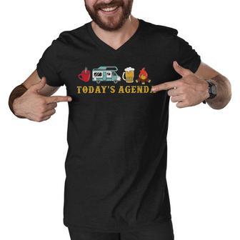 Today’S Agenda Camping Men V-Neck Tshirt | Favorety