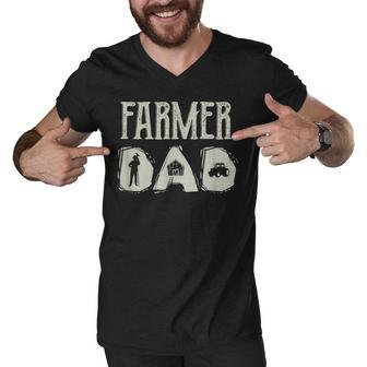 Tractor Dad Farming Father Farm Lover Farmer Daddy V2 Men V-Neck Tshirt - Seseable