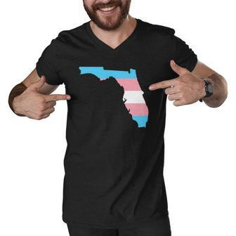Trans Flag Florida - Lgbt Pride Support Men V-Neck Tshirt | Mazezy