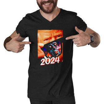 Trump 2024 They Live Donald Trump Supporter Men V-Neck Tshirt | Mazezy