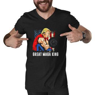 Trump Muscle Old The Great Maga King Ultra Maga Patriotic Flag Us Men V-Neck Tshirt | Mazezy
