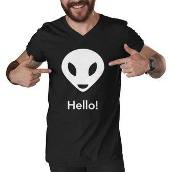 Ufo Alien Hello Science Fiction Lover Men V-Neck Tshirt | Mazezy