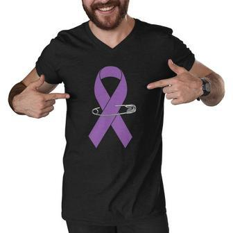 Ulcerative Colitis Awareness Walk Supporter Ribbon Men V-Neck Tshirt | Mazezy