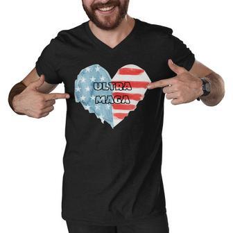 Ultra Maga And Proud Of It American Flag Vote Red Men V-Neck Tshirt | Favorety AU