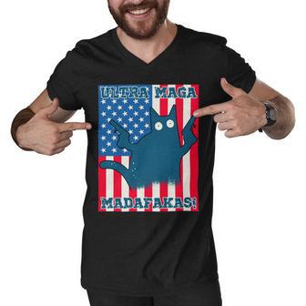 Ultra Maga Madafakas Cat American Flag Men V-Neck Tshirt | Favorety