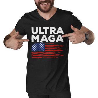 Ultra Maga Proud American Distressed Flag Patriotic Gift Men V-Neck Tshirt | Favorety DE