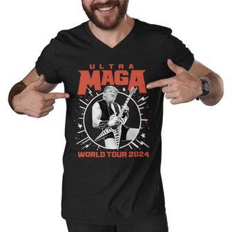 Ultra Maga Trump 2024 Tshirt Heavy Metal World Tour Men V-Neck Tshirt | Favorety UK