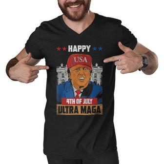 Ultra Maga Trump Happy 4Th Of July American Flag Men V-Neck Tshirt | Favorety AU