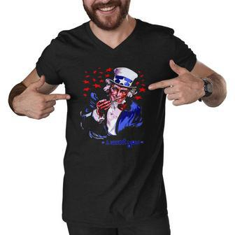 Uncle Sam I Want You 4Th Of July Men V-Neck Tshirt | Mazezy DE