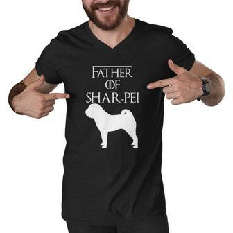 Unique White Father Of Chinese Shar Pei Dog Lover E010613 Ver2 Men V-Neck Tshirt | Mazezy