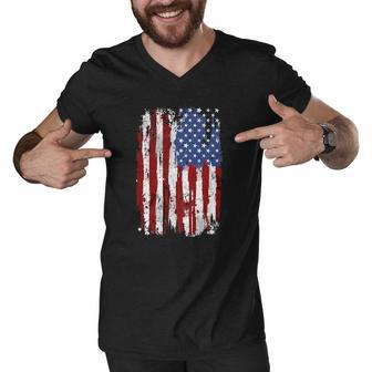 Usa American Flag 4Th Of July Patriotic United States Gift Men V-Neck Tshirt | Mazezy