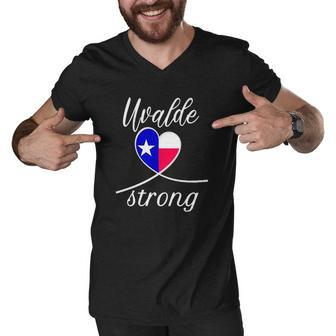 Uvalde Strong Tee End Gun Violence Texan Flag Heart Men V-Neck Tshirt | Mazezy