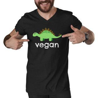 Vegan Dinosaur Green Save Wildlife Men V-Neck Tshirt | Mazezy