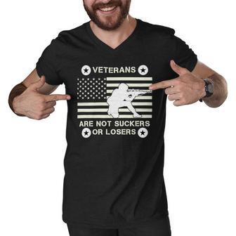 Veteran Veterans Are Not Suckers Or Losers 214 Navy Soldier Army Military Men V-Neck Tshirt - Monsterry AU