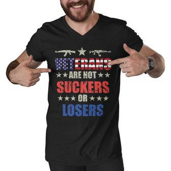 Veteran Veterans Day Are Not Suckers Or Losers 134 Navy Soldier Army Military Men V-Neck Tshirt - Monsterry